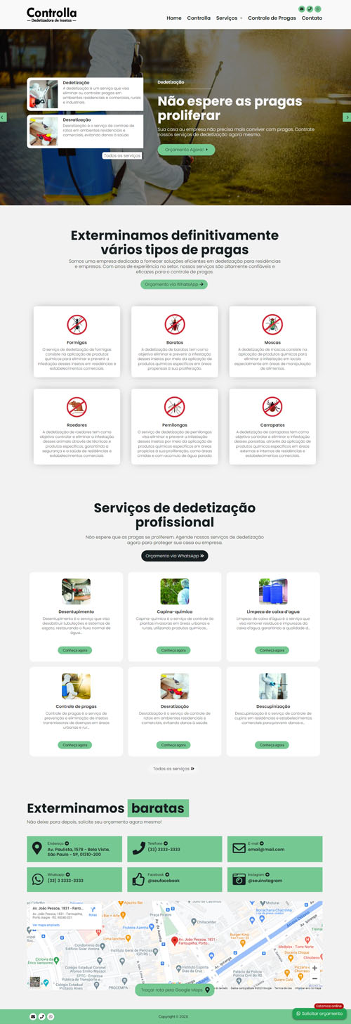 Projeto de site criado para empresas de detetização