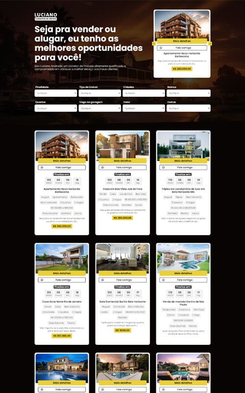Landing page criada para corretor de imóveis