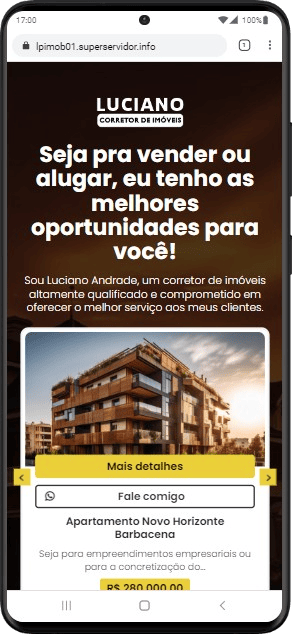 Landing page criada para corretor de imóveis