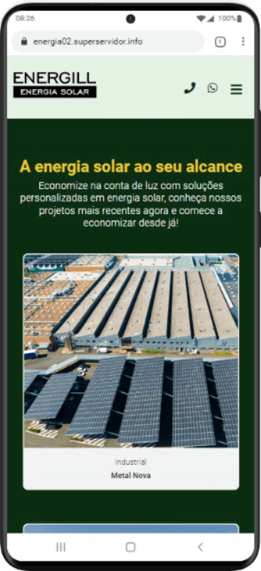 Projeto de sites para empresas de energia solar