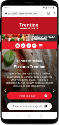 Página inicial pelo celular