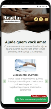 Modelo de Site para clínicas de reabilitação em dependências química ou alcoólica